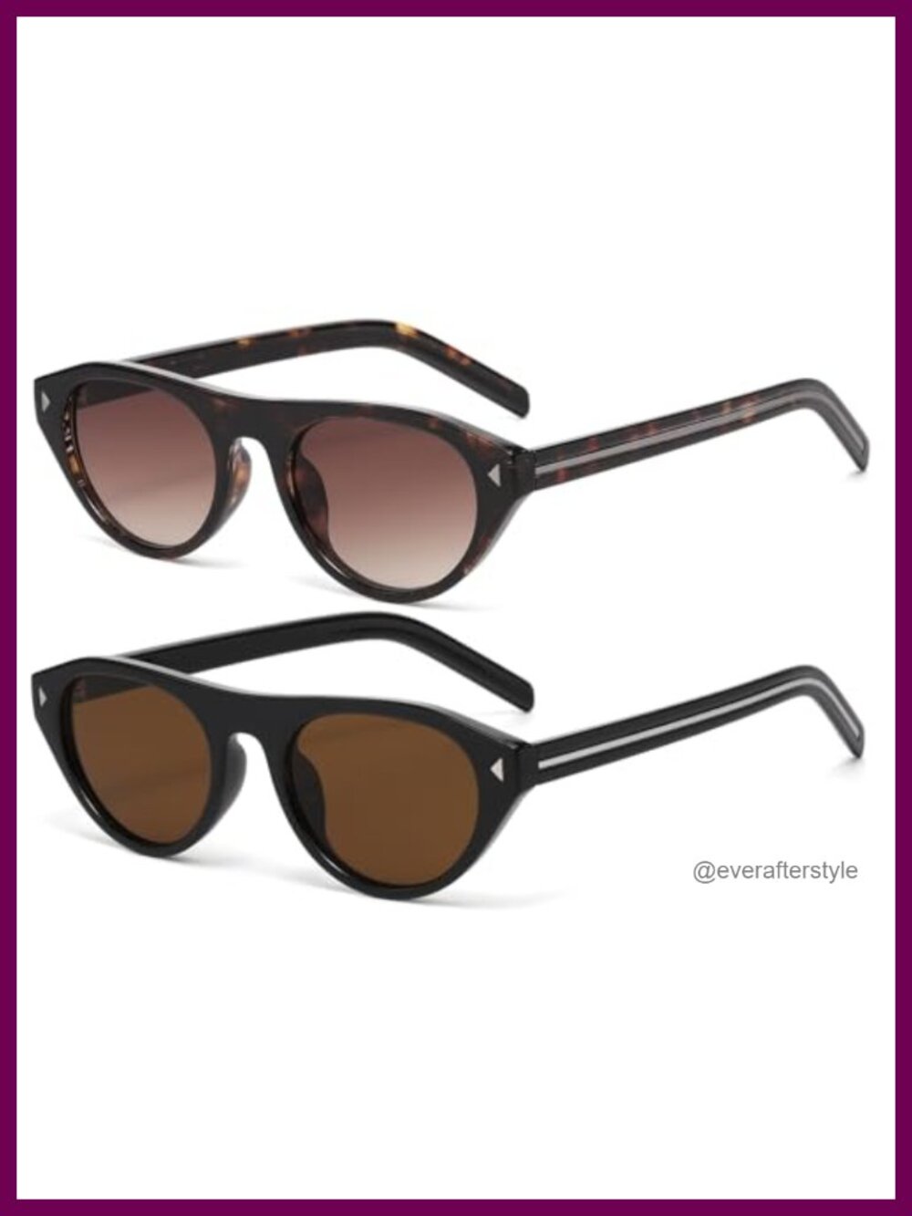 Retro Oval Cat Eye Sunglasses UV400 Full Frame Vintage Shades Adults